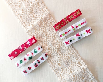 Children Christmas hair clips - Christmas ribbon bows