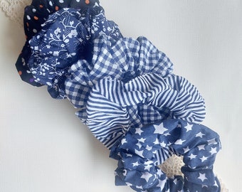 Cotton fabric Scrunchies - Blue