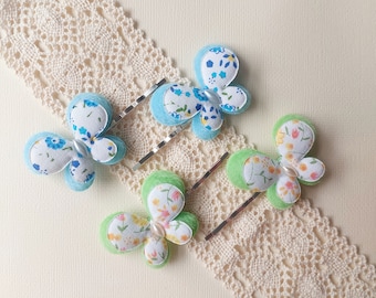 Children/Girls/hair clips - Floral butterfly bobby pins