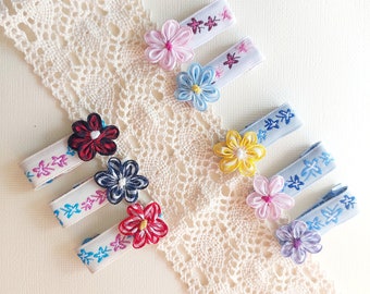 Children hair clip bundle - mixed flowers on butterfly clips