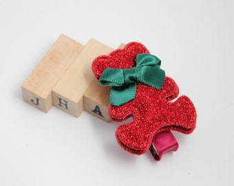 Children/Girls/Baby girl Christmas hair clip - Sparkly Red Bear