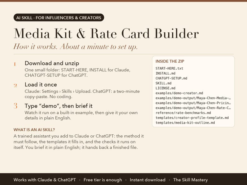 Media Kit & Rate Card Builder: how it works in three steps and what's inside the zip