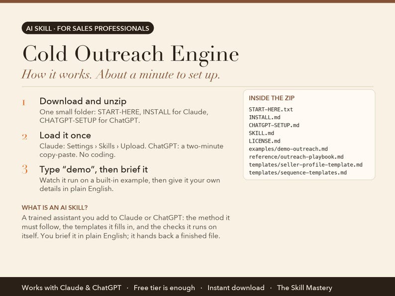 Cold Outreach Engine: how it works in three steps and what's inside the zip