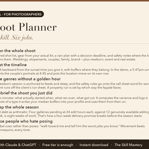 Shoot Planner: what it does, the six jobs