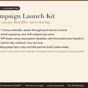 Campaign Launch Kit: what you get, the files it produces