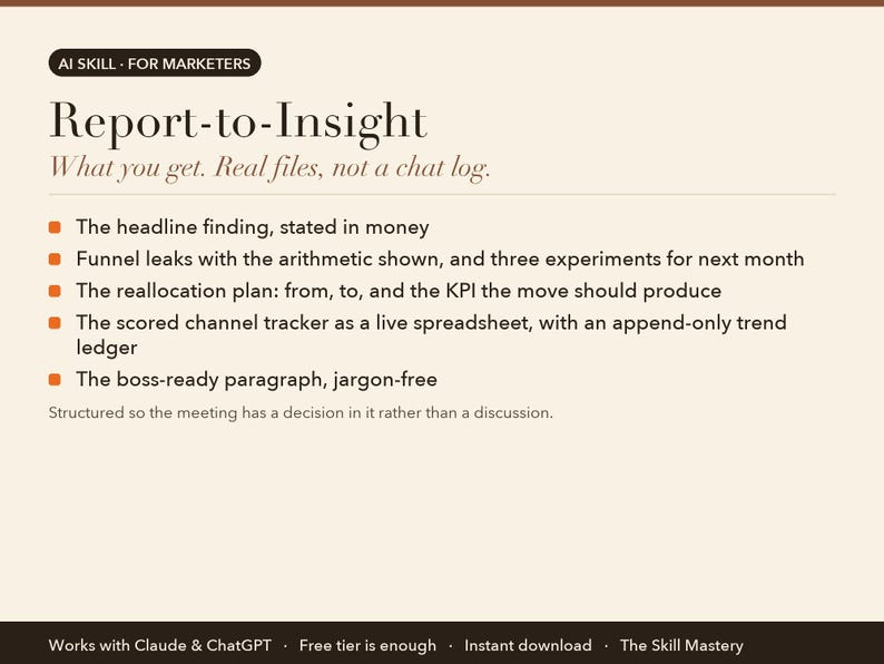 Report-to-Insight: what you get, the files it produces