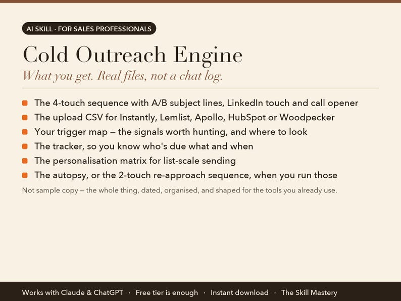 Cold Outreach Engine: what you get, the files it produces