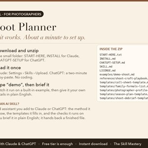 Shoot Planner: how it works in three steps and what's inside the zip
