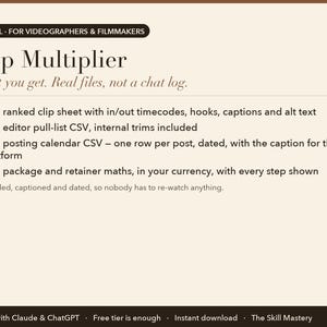 Clip Multiplier: what you get, the files it produces