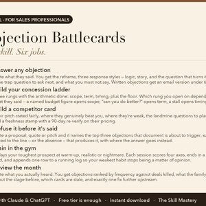 Objection Battlecards: what it does, the six jobs