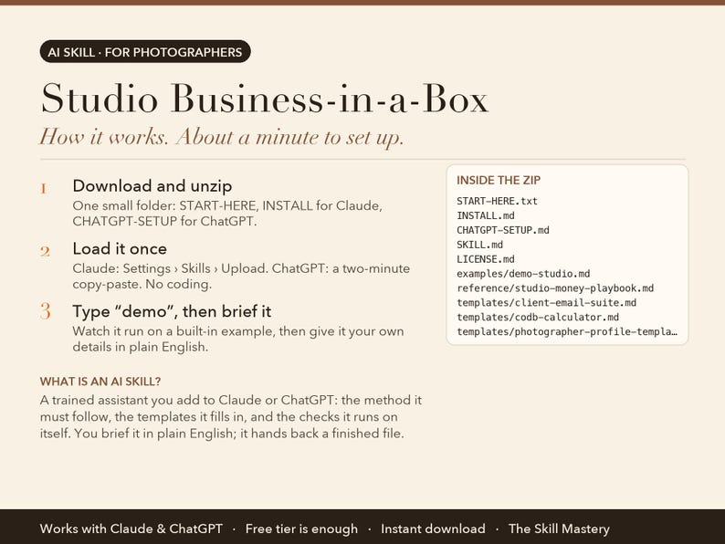 Studio Business-in-a-Box: how it works in three steps and what's inside the zip