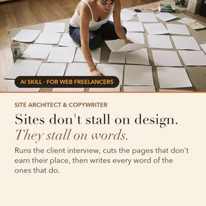 Site Architect & Copywriter: The blueprint clients stall on for six weeks — done in a sitting.