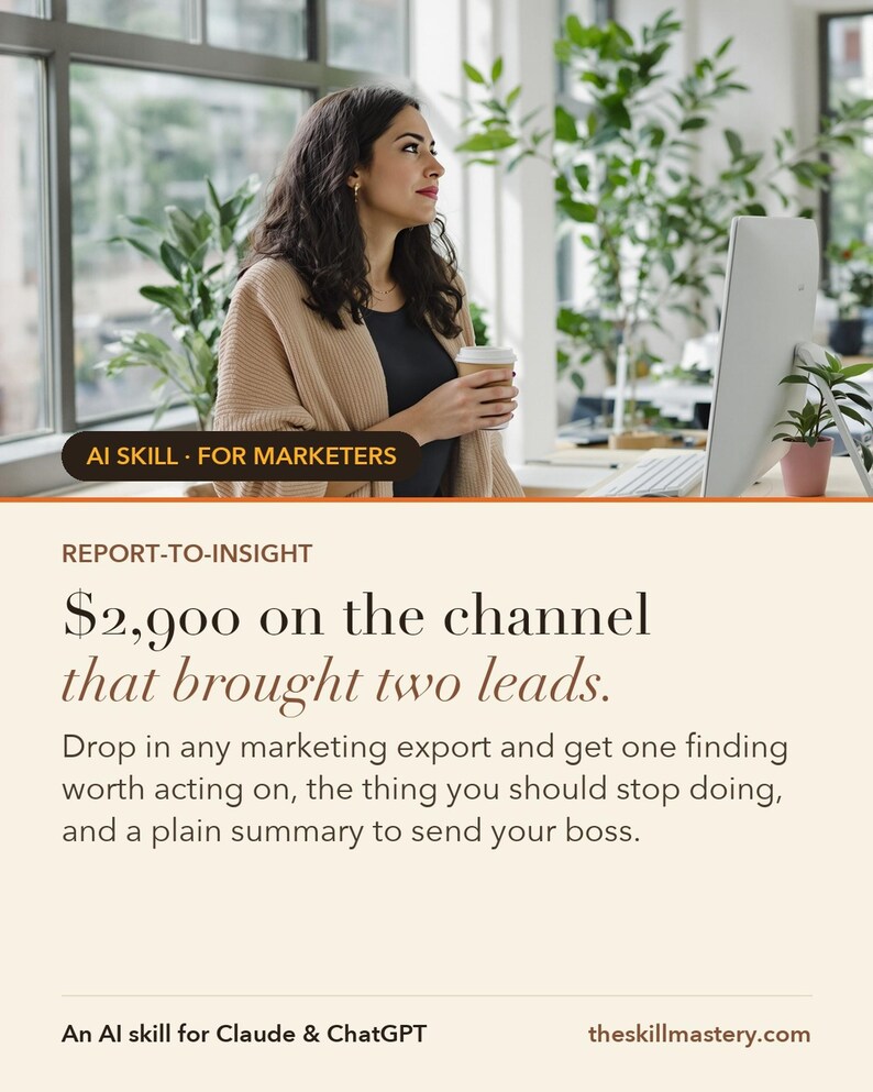 Report-to-Insight: You spent $2,900 on the channel that produced 2 leads.