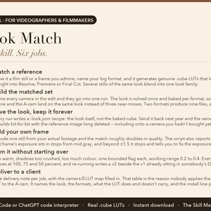 Look Match: what it does, the six jobs