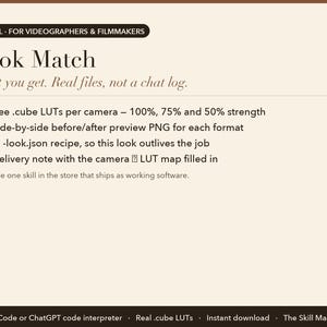 Look Match: what you get, the files it produces