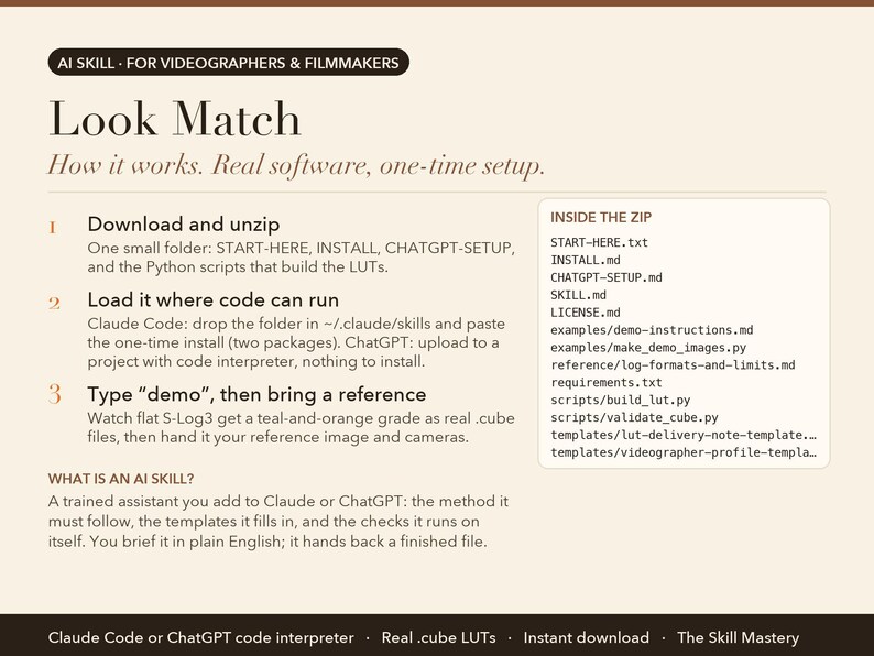Look Match: how it works in three steps and what's inside the zip