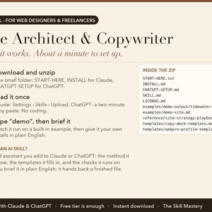 Site Architect & Copywriter: how it works in three steps and what's inside the zip