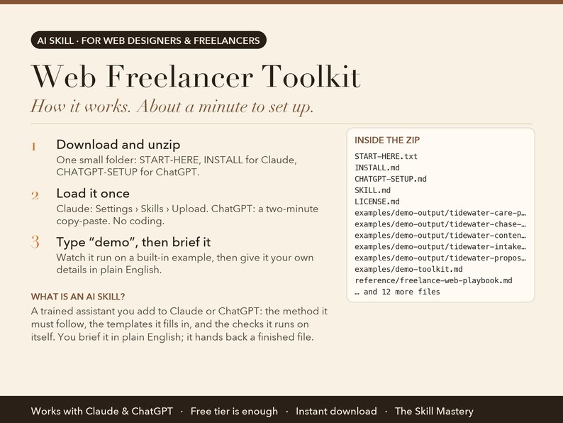 Web Freelancer Toolkit: how it works in three steps and what's inside the zip