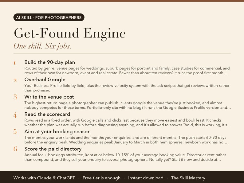Get-Found Engine: what it does, the six jobs