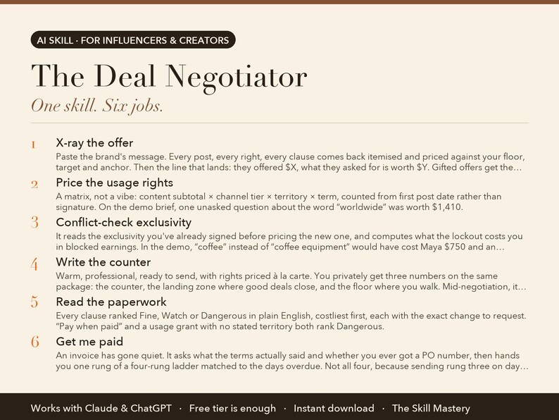 The Deal Negotiator: what it does, the six jobs