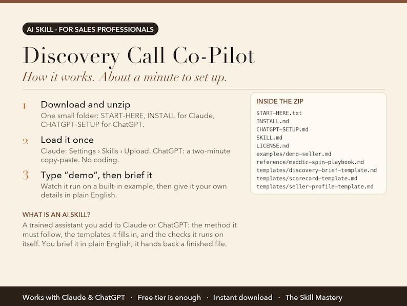 Discovery Call Co-Pilot: how it works in three steps and what's inside the zip