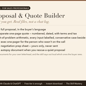 Proposal & Quote Builder: what you get, the files it produces