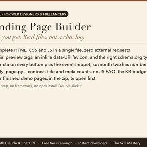 Landing Page Builder: what you get, the files it produces