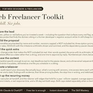 Web Freelancer Toolkit: what it does, the six jobs