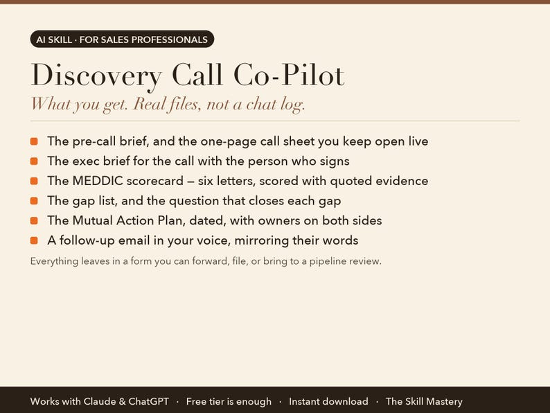 Discovery Call Co-Pilot: what you get, the files it produces