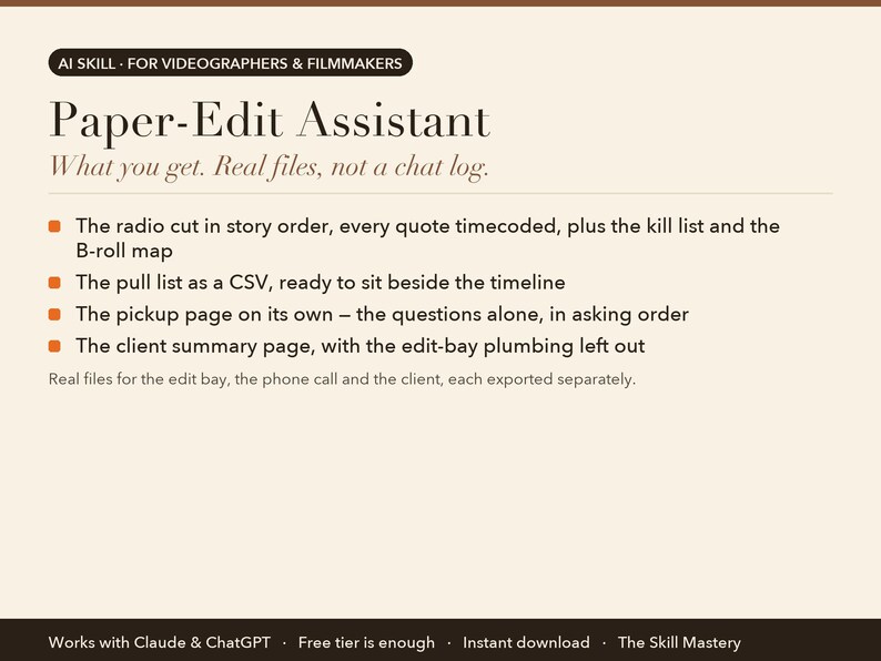 Paper-Edit Assistant: what you get, the files it produces
