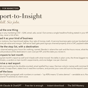 Report-to-Insight: what it does, the six jobs