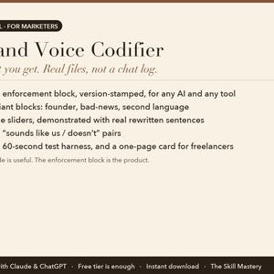 Brand Voice Codifier: what you get, the files it produces