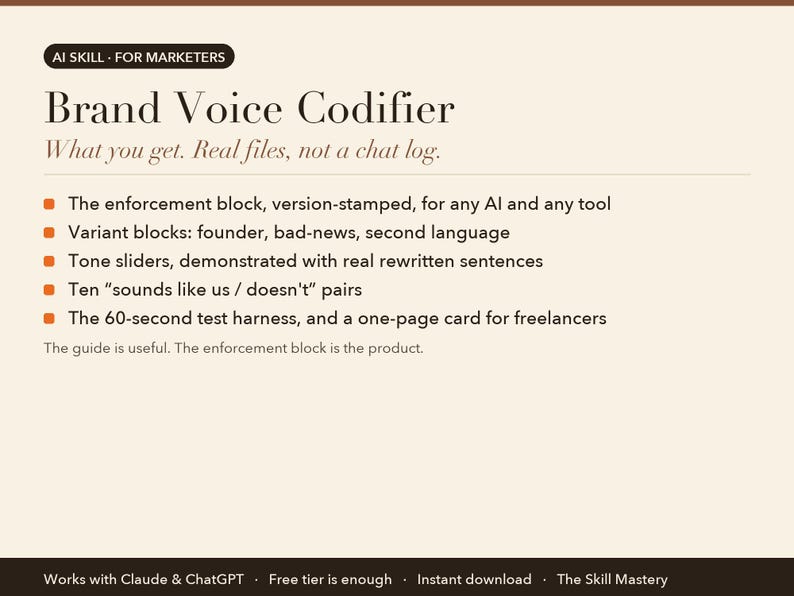 Brand Voice Codifier: what you get, the files it produces