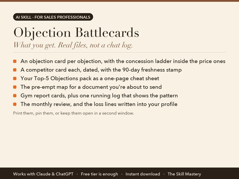 Objection Battlecards: what you get, the files it produces