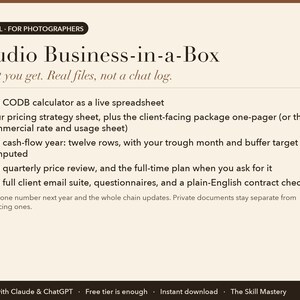 Studio Business-in-a-Box: what you get, the files it produces