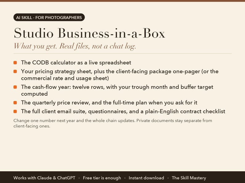 Studio Business-in-a-Box: what you get, the files it produces