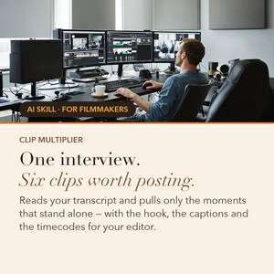 Clip Multiplier: One interview. Six clips. An $850 line on your invoice.