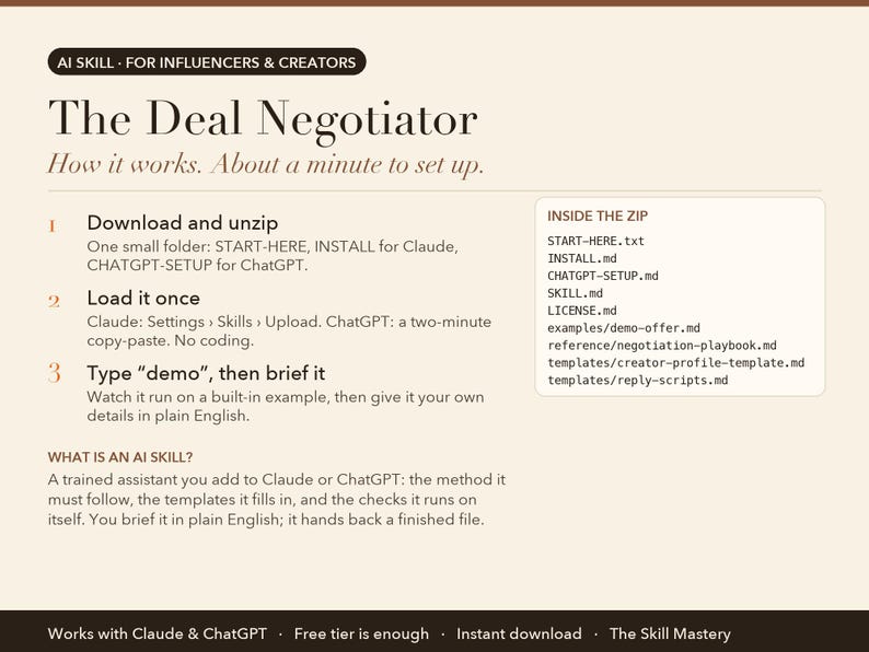 The Deal Negotiator: how it works in three steps and what's inside the zip