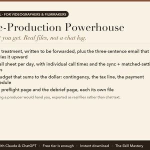 Pre-Production Powerhouse: what you get, the files it produces