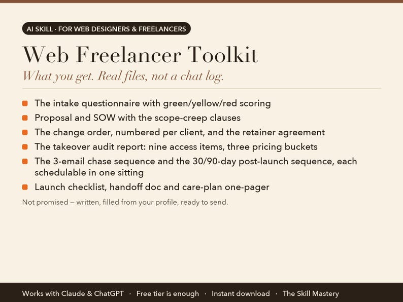 Web Freelancer Toolkit: what you get, the files it produces