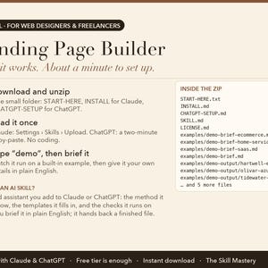 Landing Page Builder: how it works in three steps and what's inside the zip
