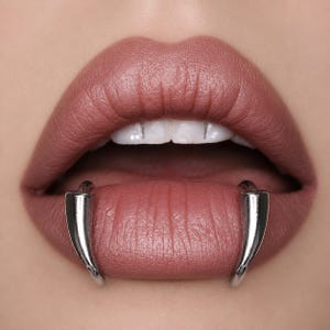 Sterling Silver Gothic Fake Lip Ring | Vampire Fangs Lip Cuff Piercing Jewelry | Hoop Non-Piercing Jewelry | Halloween Accessory | Gift
