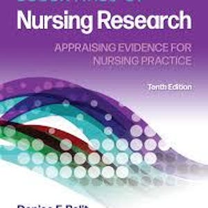 Könnte beinhalten: Das Buchcover von Essentials of Nursing Research: Appraising Evidence for Nursing Practice, Tenth Edition, von Denise F. Polit und Cheryl Tatano Beck. Der violette Hintergrund zeigt abstrakte, fließende, mehrfarbige Wellenmuster.