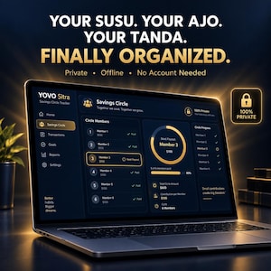 Susu Tracker HTML-app - Ajo, Tanda & Chit Fund Savings Circle Organizer, privat offline-verktyg