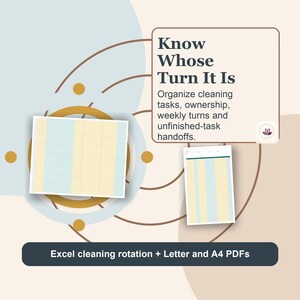 Cleaning Schedule Spreadsheet for Couples, Shared Chore Rotation and Rollover Planner, Excel Digital Download