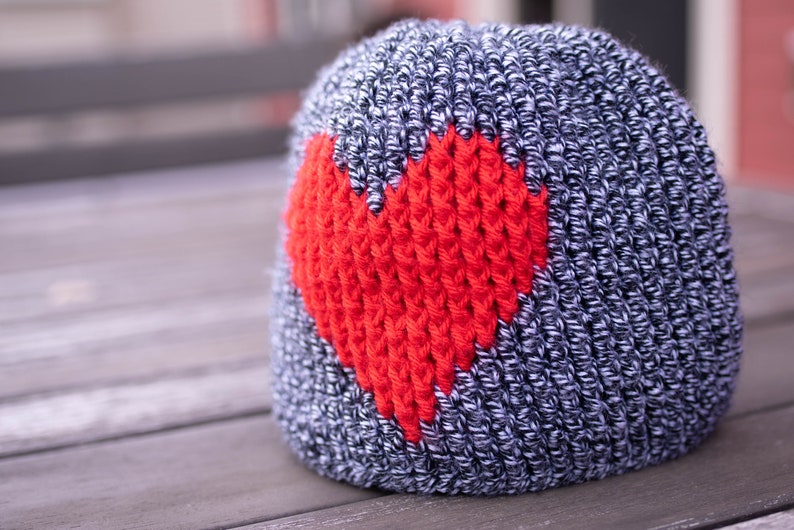 Have A Heart Beanie Crochet Pattern Etsy