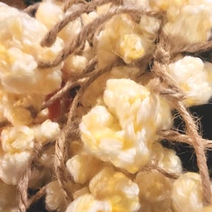 Buttered Popcorn Garland on Burlap