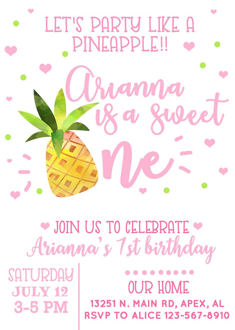 Download Pineapple Sweet One Birthday Invitation Birthday Invite Digital Printable Girl Invite Pineapple Girl Birthday A Sweet One First Birthday Drawing Illustration Art Collectibles Kromasol Com