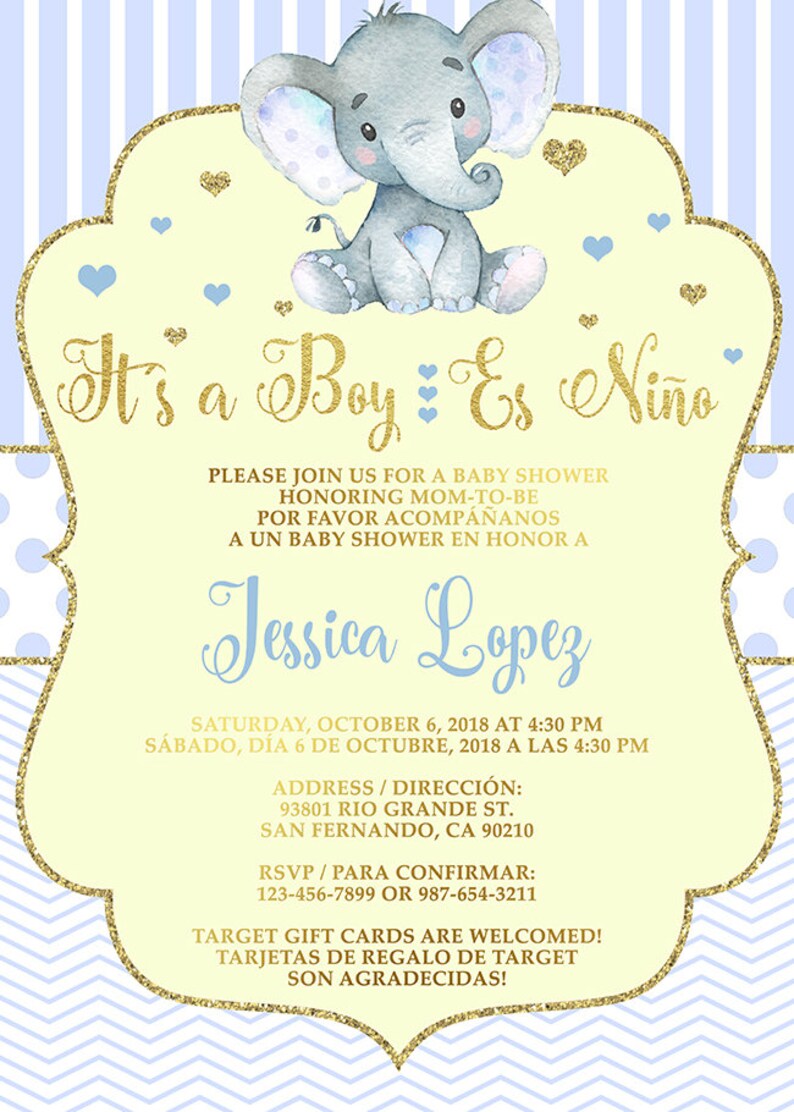 Es Niño Invitación de Baby Shower en Ingles y Español BOY | Etsy