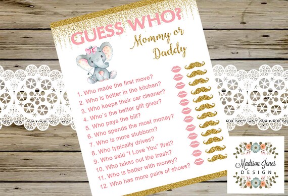 Deviner Loms Maman Ou Papa Baby Shower Jeu Elephant Theme Etsy Deviner Loms Maman Ou Papa Baby Shower Jeu Elephant Theme Etsy